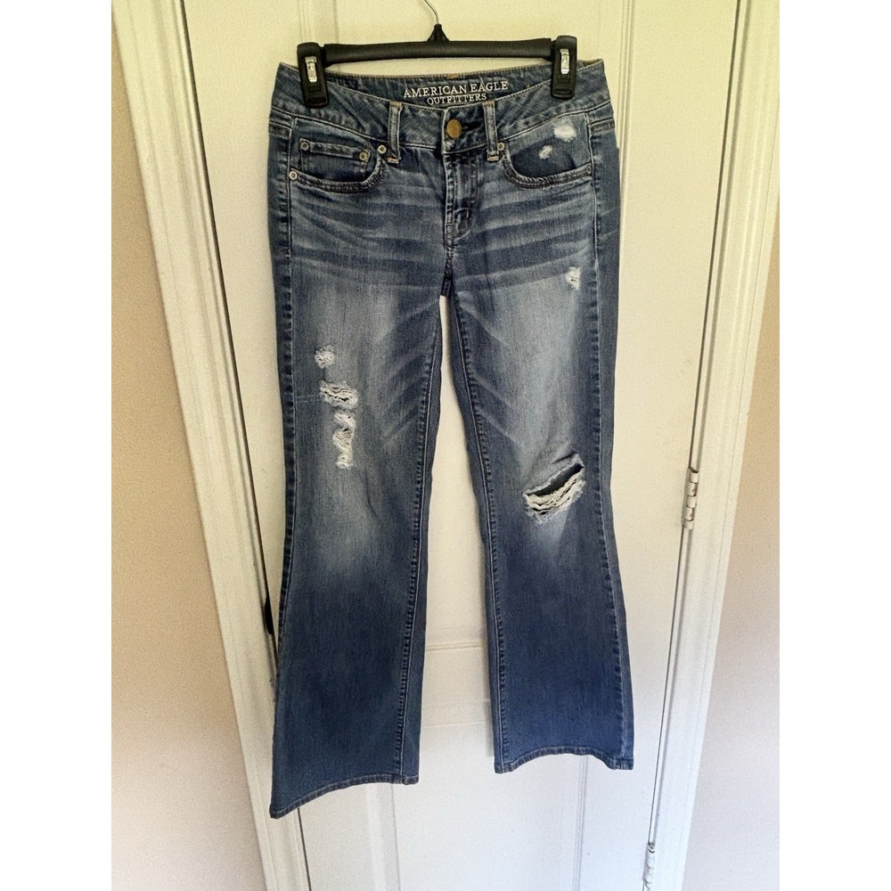 VTG Y2K American Eagle Favorite Boyfriend Jeans Size 0 Reg Low Rise Distressed